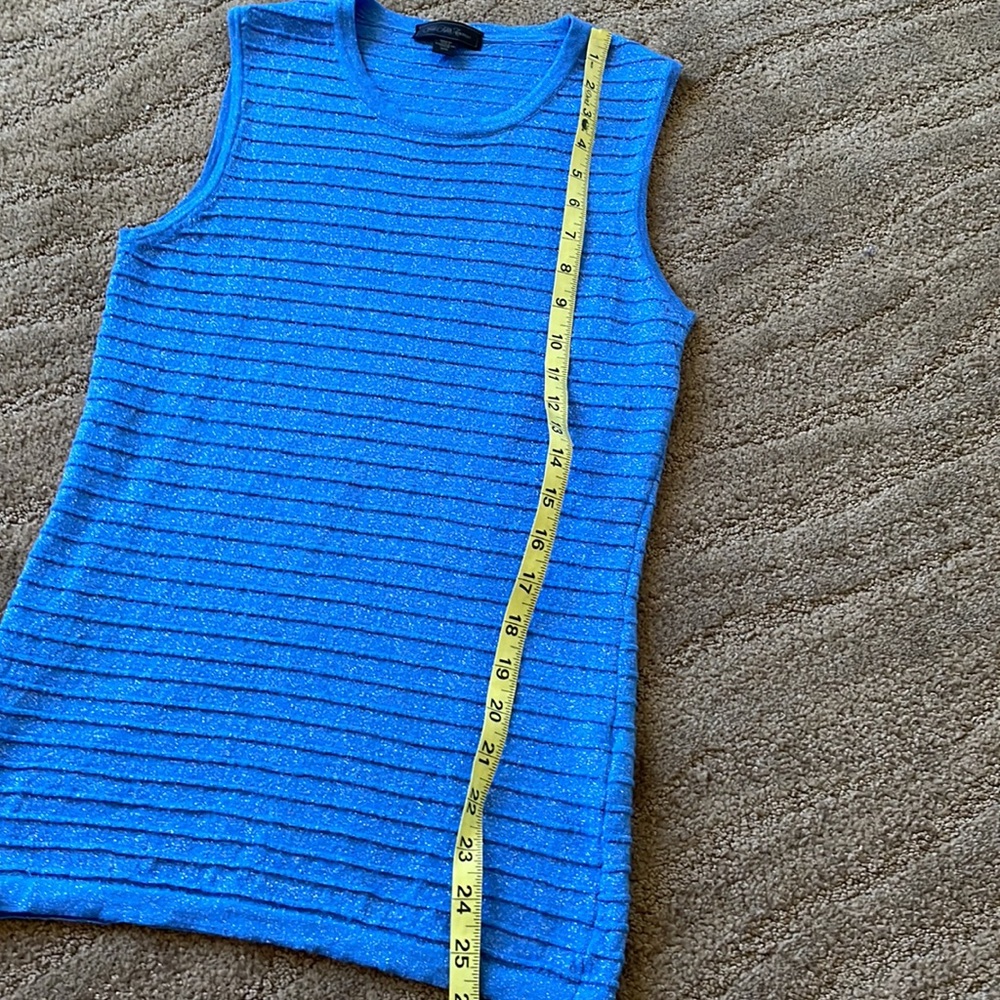 Saks Fifth Avenue made in Italy gorgeous metallic blue wool tank & cardigan set - Picture 6 of 10